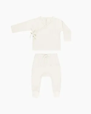 -Wrap Top   Footed Pant Set || Ivory-