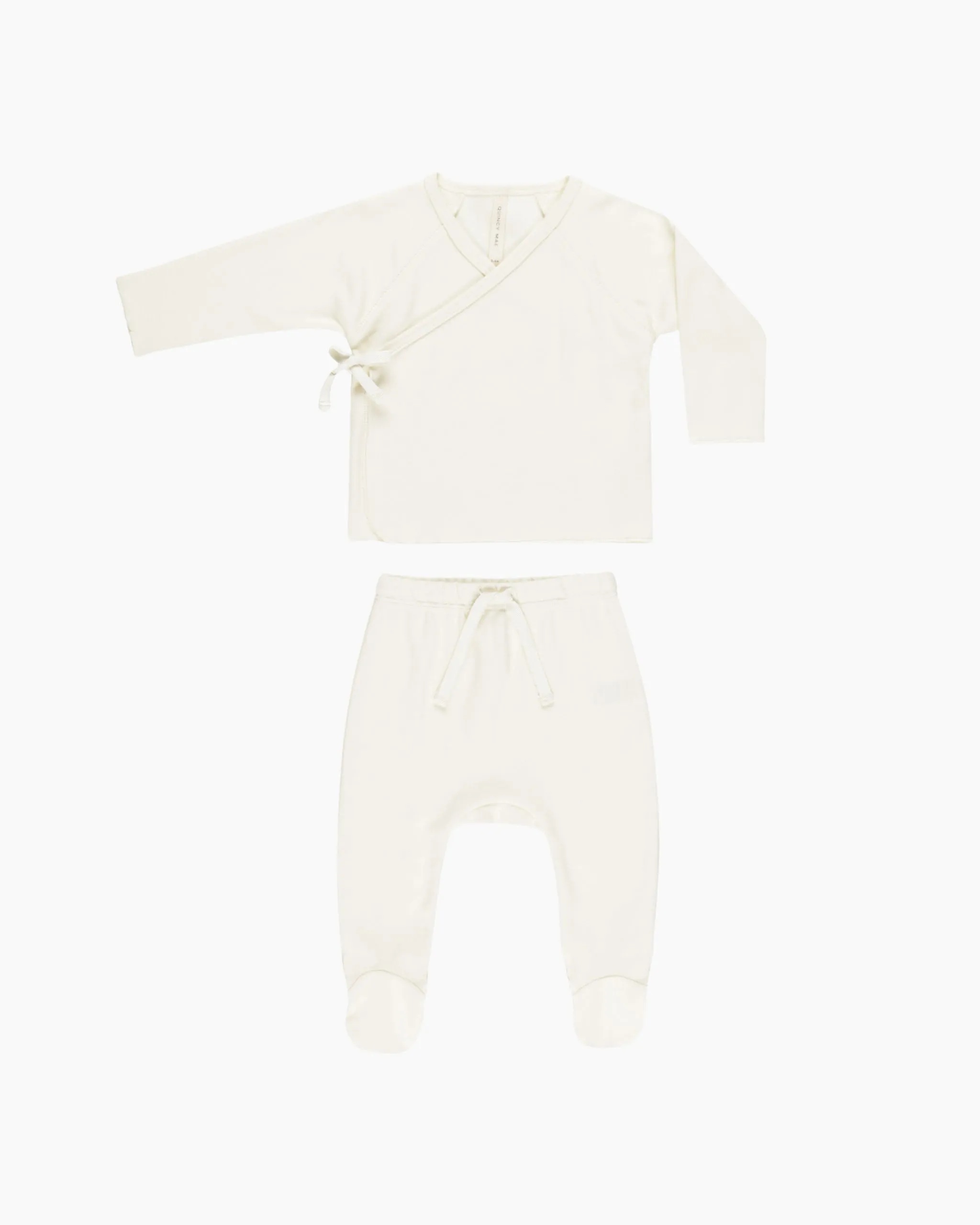 -Wrap Top   Footed Pant Set || Ivory-