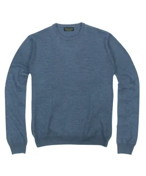100% Pure Merino Wool Zegna Baruffa Crewneck Sweater - Blue