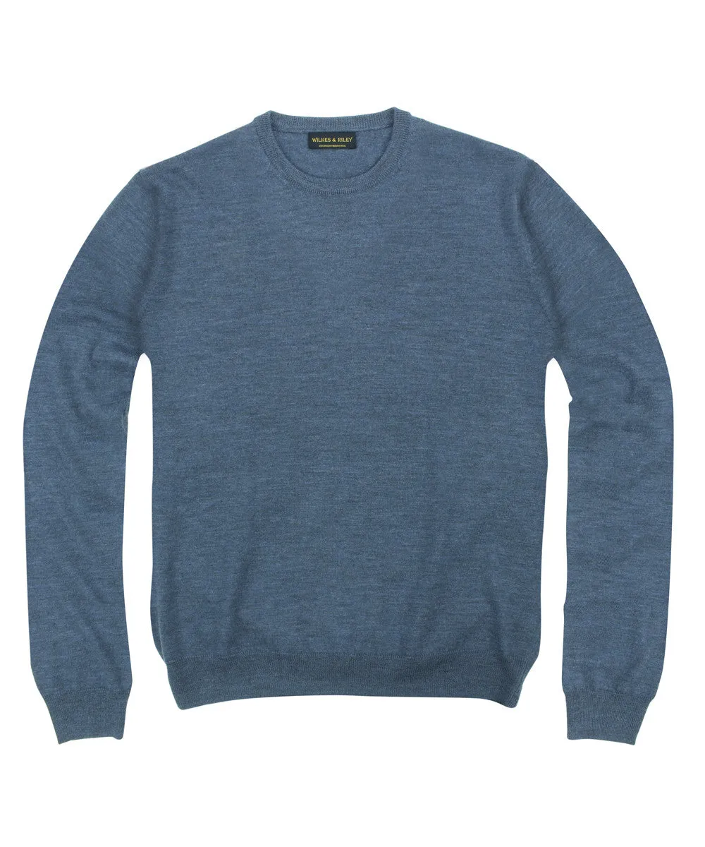 100% Pure Merino Wool Zegna Baruffa Crewneck Sweater - Blue