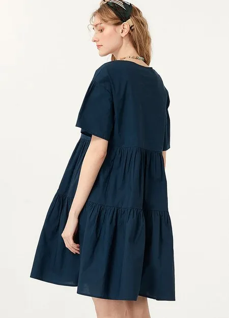 231008B7 Flared Hem Cotton Maternity & Nursing Dress