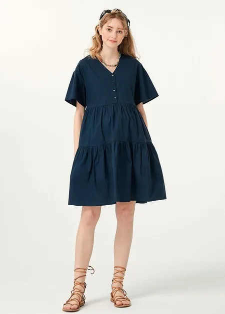 231008B7 Flared Hem Cotton Maternity & Nursing Dress