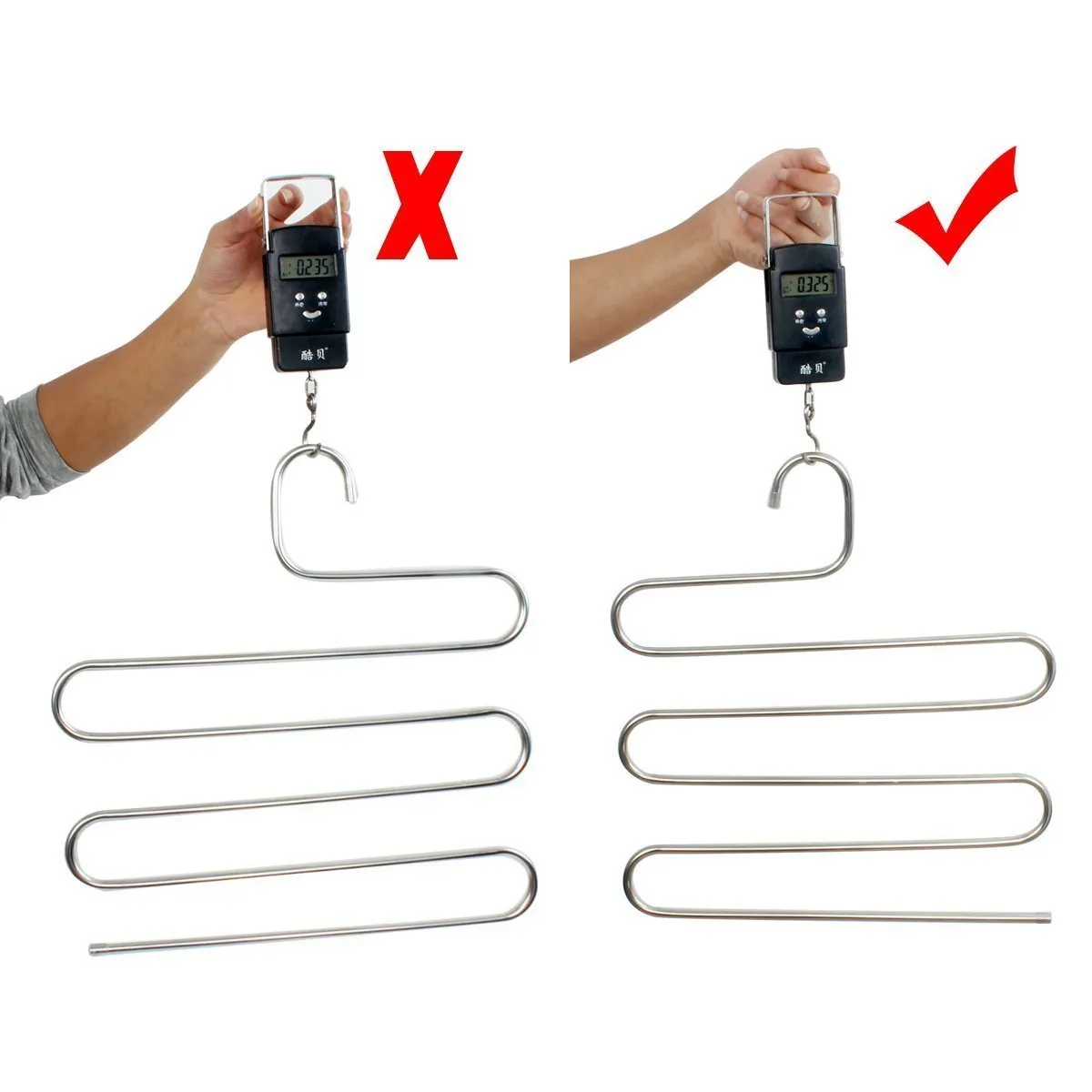 8 Pack Multi Pants Hangers Rack for Closet Organization,STAR-FLY Stainless Steel S-shape 5 Layer Clothes Hangers for Space Saving Storage