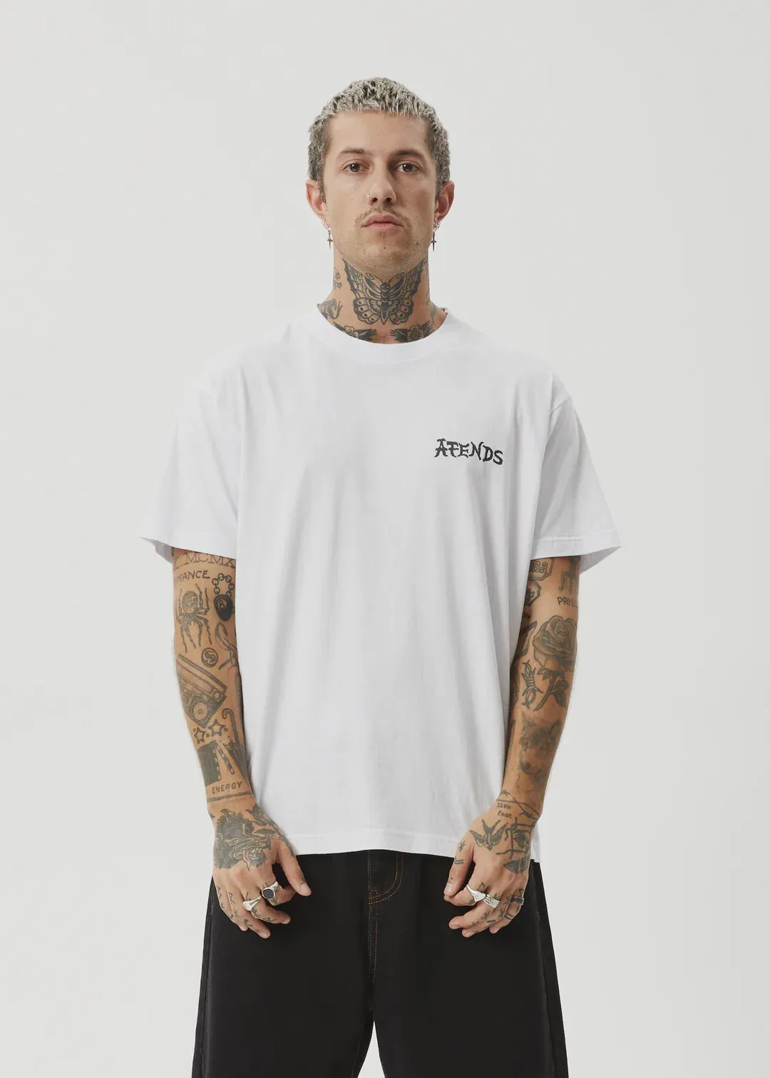 Afends Destroyer Recycled Boxy Fit Tee WHITE