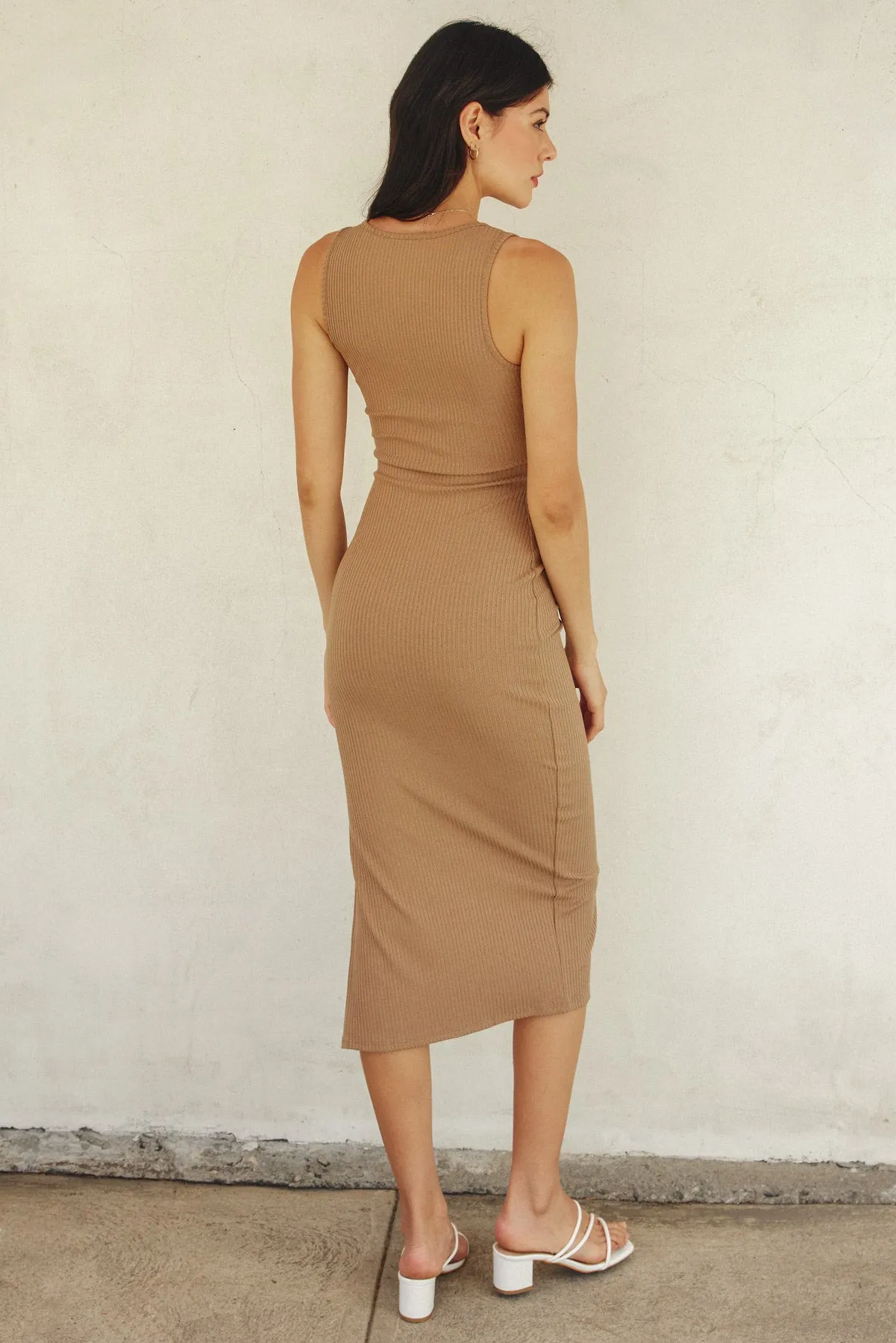 Alba Simple Square Neck Bodycon Midi Dress