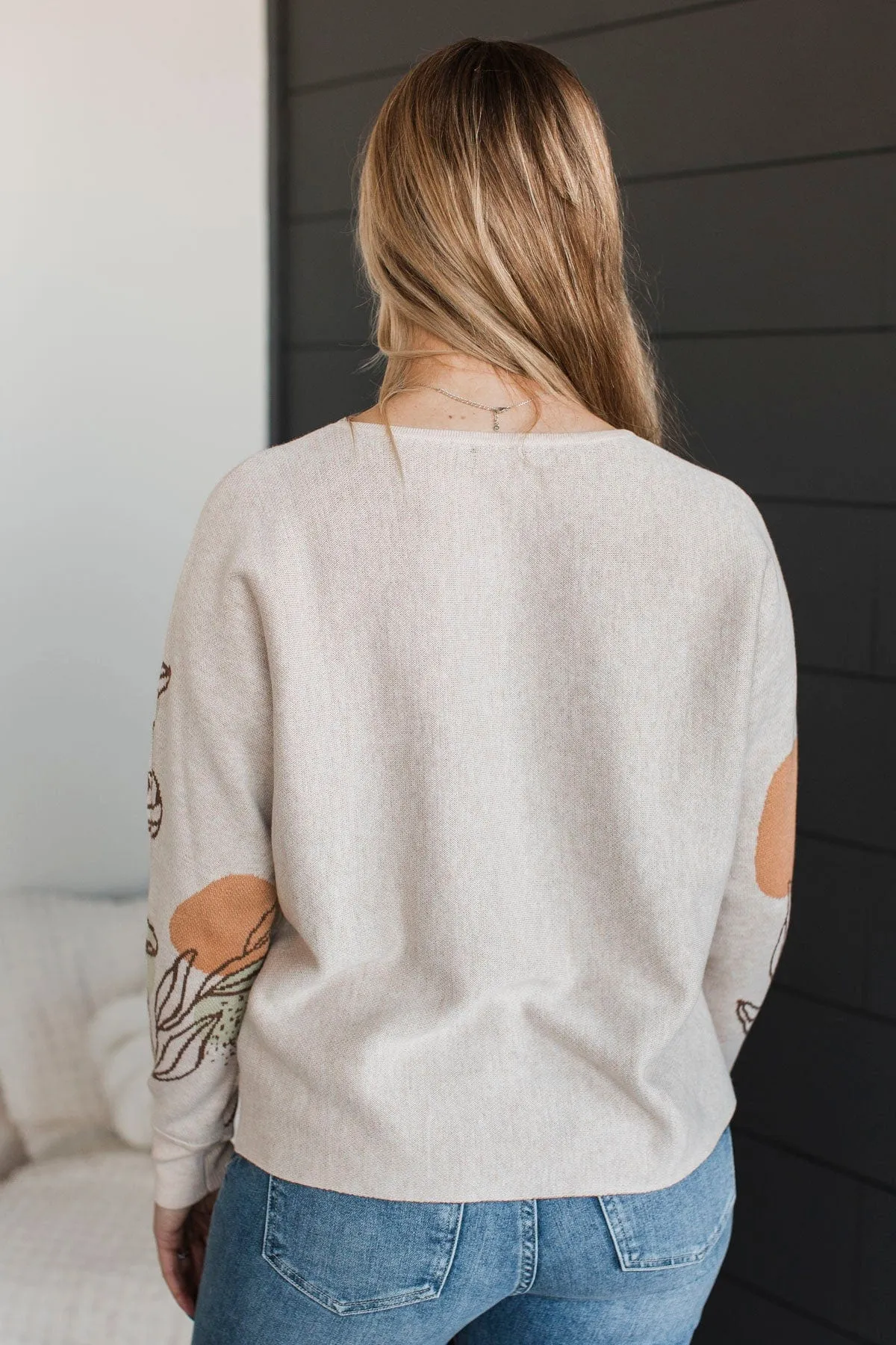 All About Excellence Floral Sweater- Light Taupe