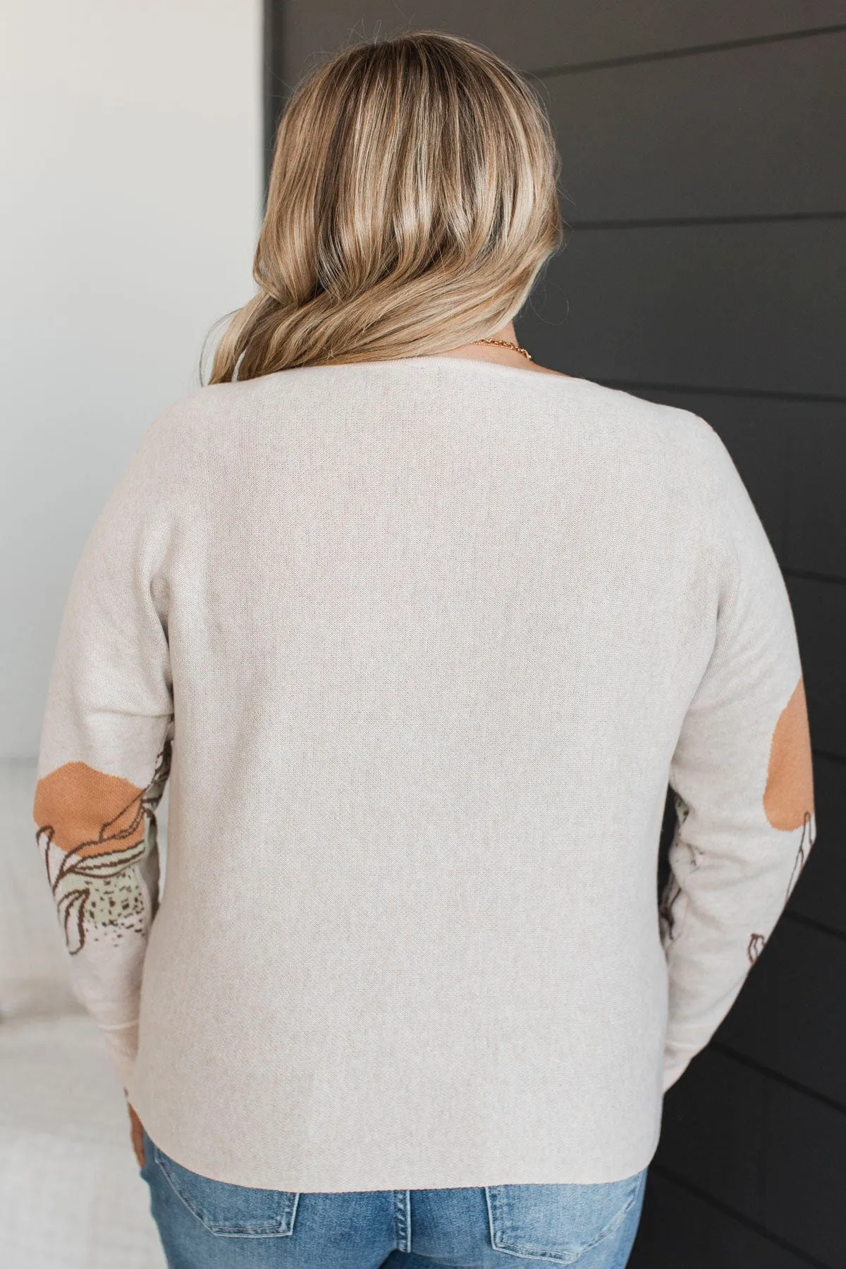 All About Excellence Floral Sweater- Light Taupe