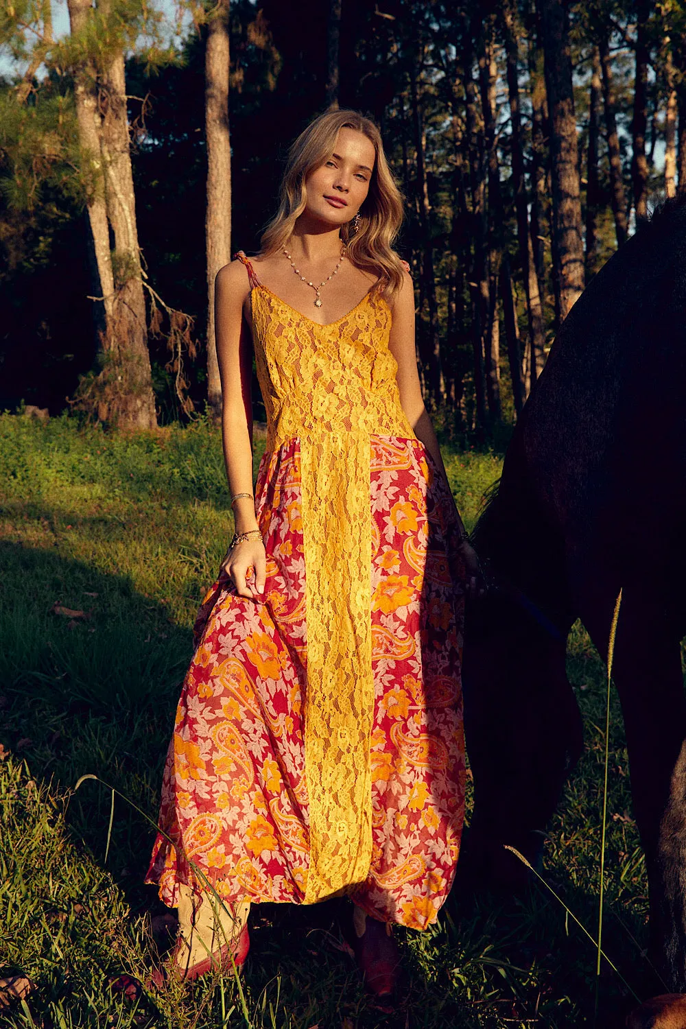 All My Love Silk/Cotton   Lace Maxi Slip Dress