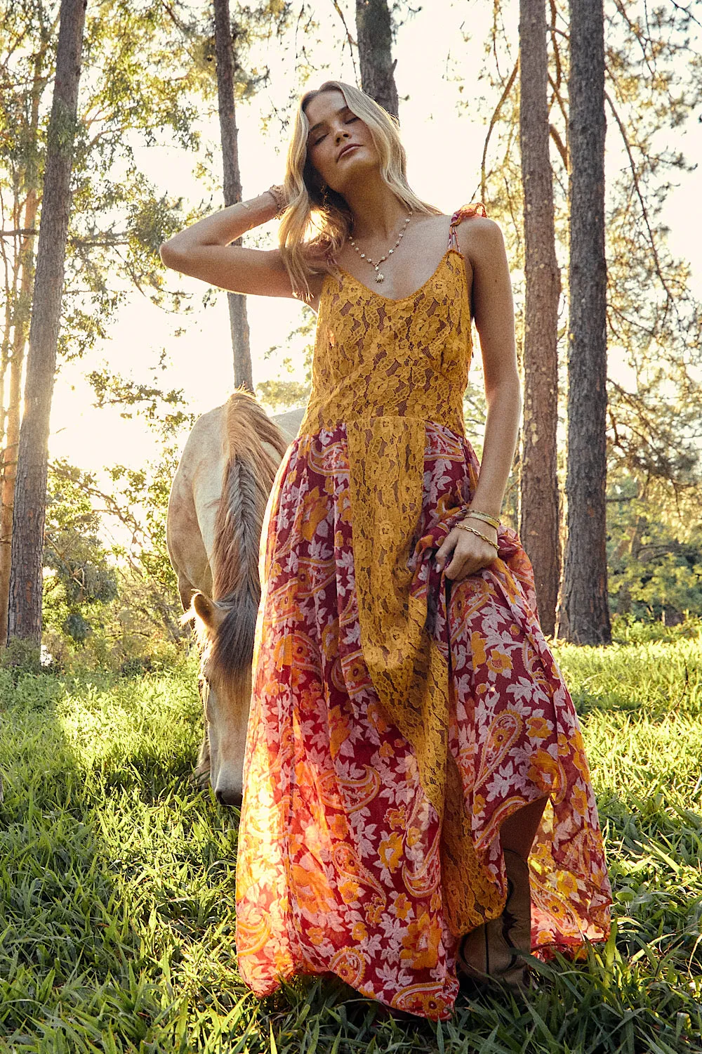 All My Love Silk/Cotton   Lace Maxi Slip Dress