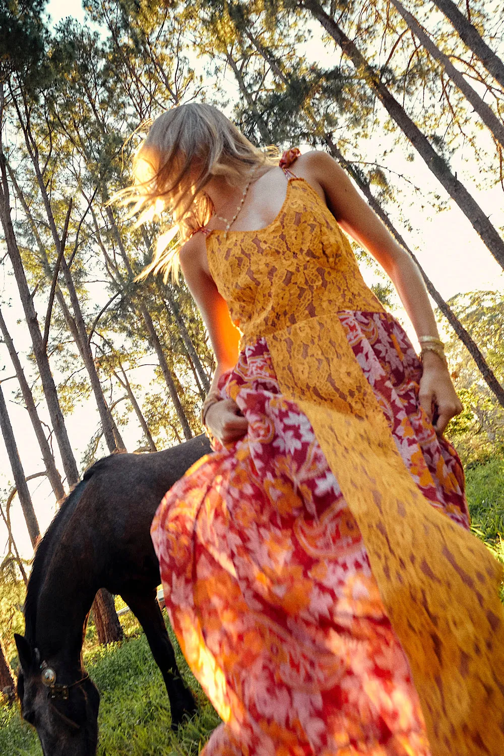 All My Love Silk/Cotton   Lace Maxi Slip Dress