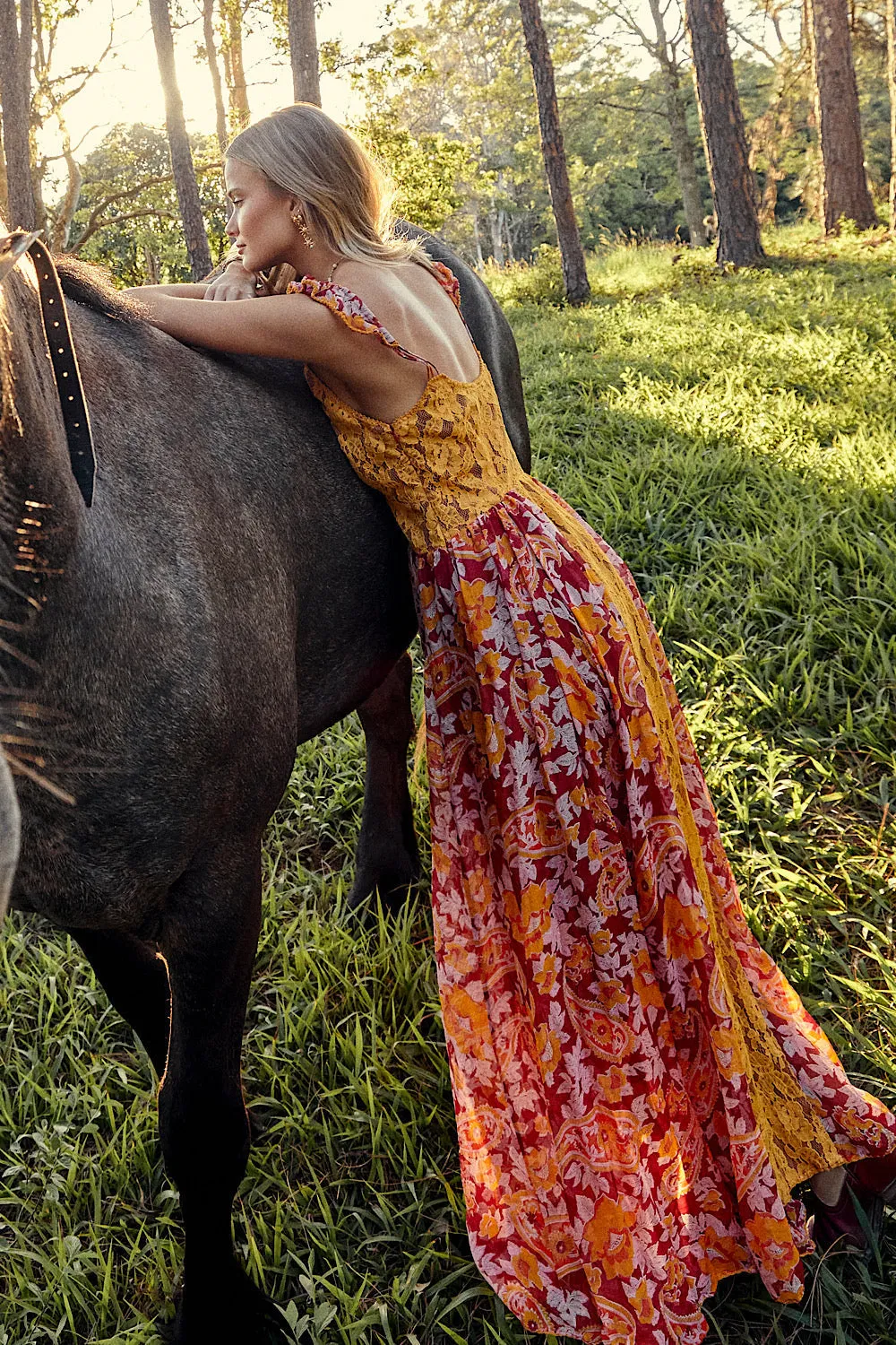 All My Love Silk/Cotton   Lace Maxi Slip Dress