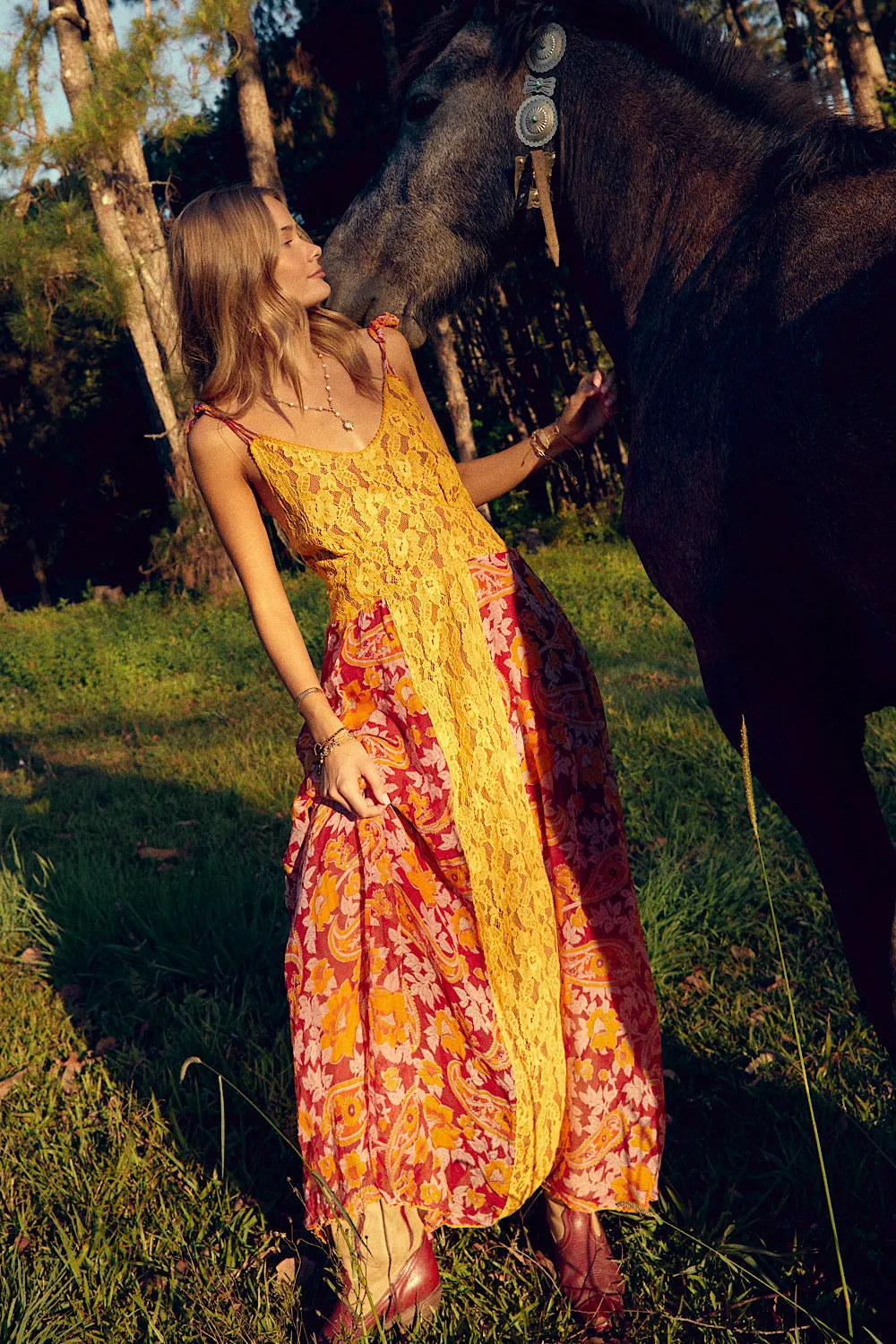All My Love Silk/Cotton   Lace Maxi Slip Dress