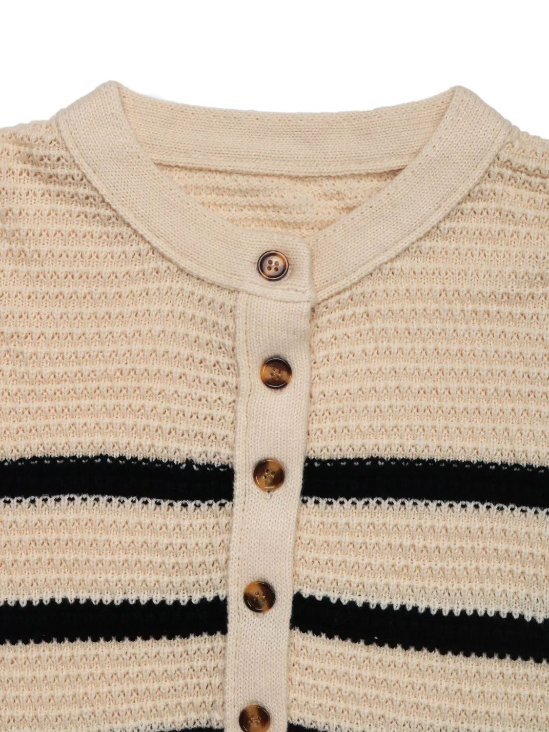 Always Here Striped Half Button Long Sleeve Sweater