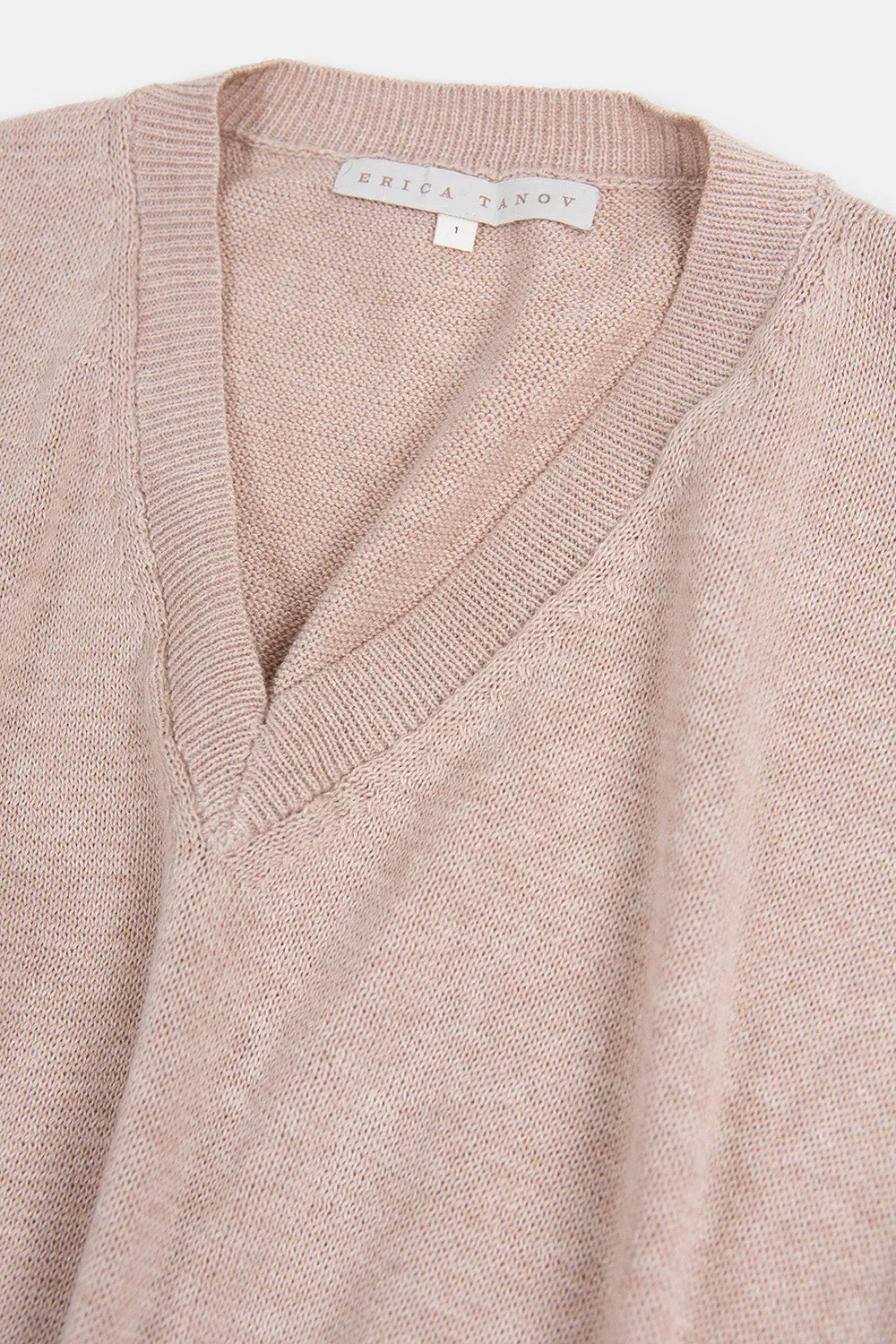 Anna Pima Cotton V Neck Pullover in Twig