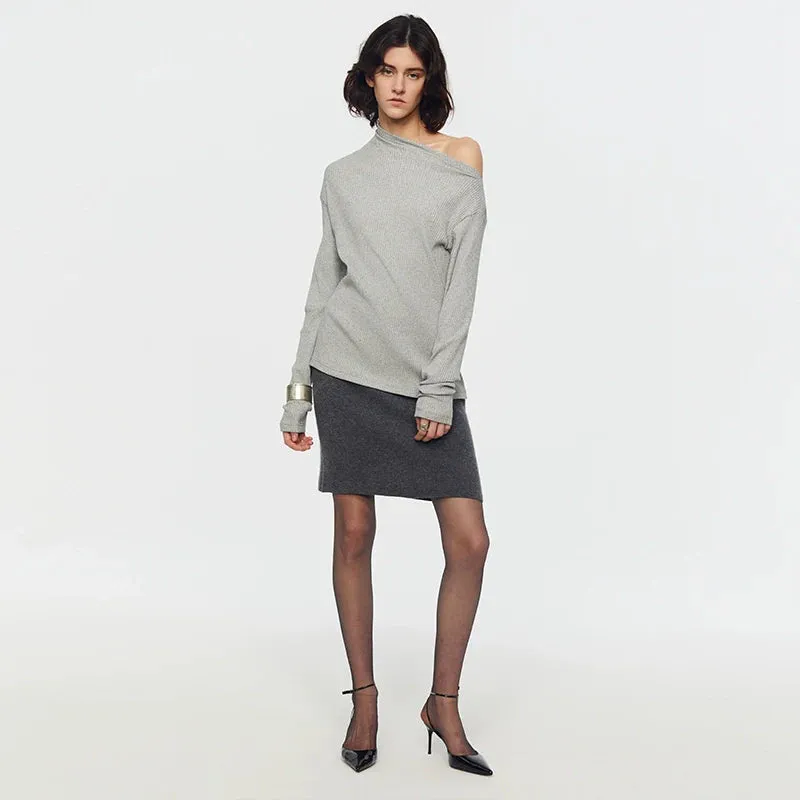 Asymmetric Ribbed Sweater