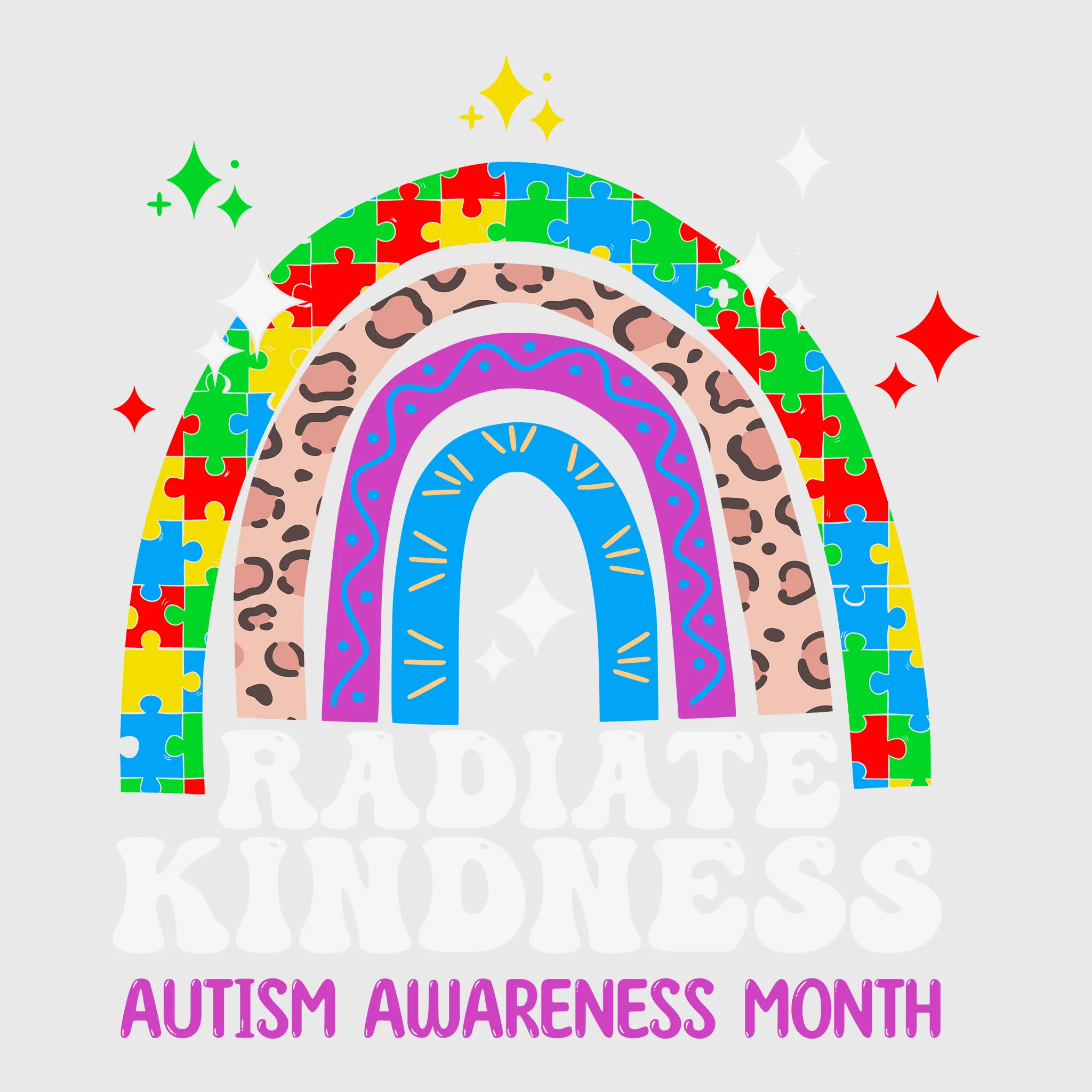 Autism Awareness Rainbow Transfer