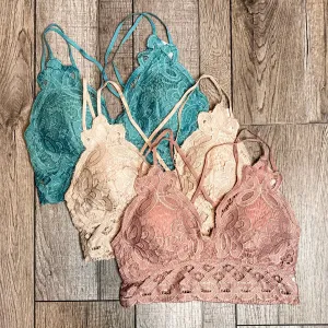 Bare It All Bralette- Lace Smocked, 3 colors