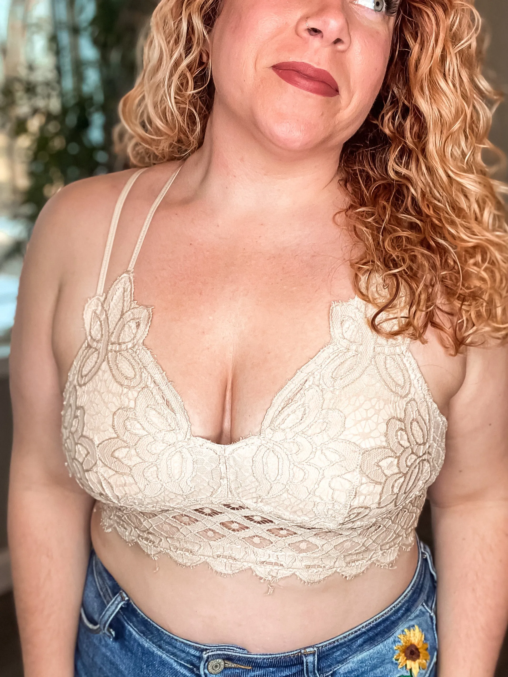 Bare It All Bralette- Lace Smocked, 3 colors