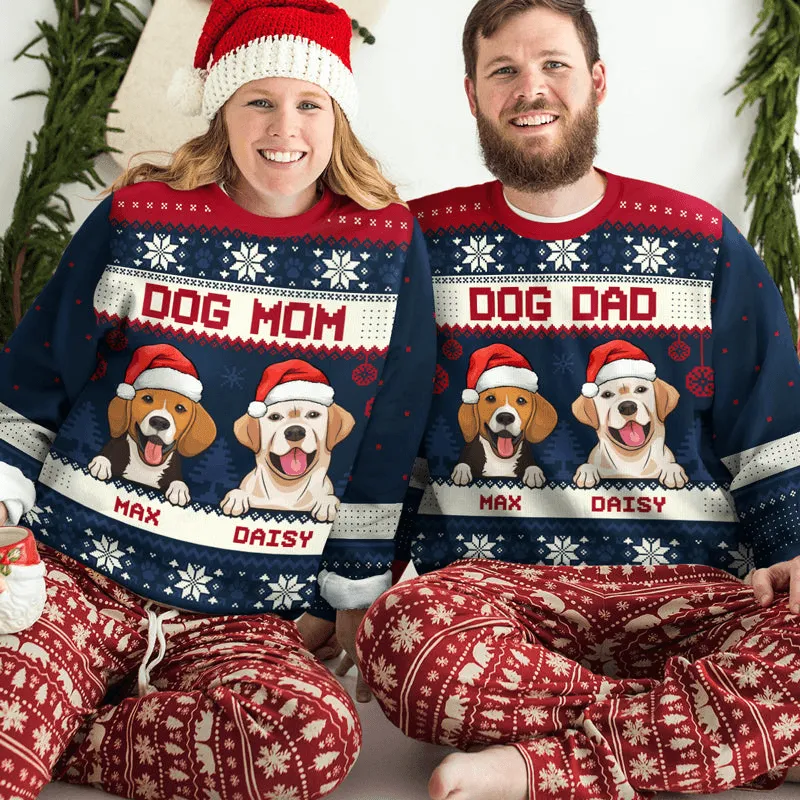 Best Dog Mom Dog Dad Ever - Custom Ugly Sweater - Personalized Christmas Gifts For Dog Owners & Lovers | Sweatshirt