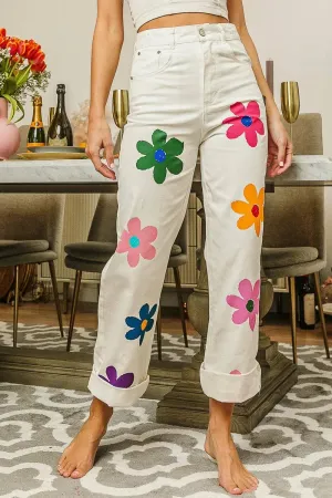 BiBi Flower Print Straight Legs Pants