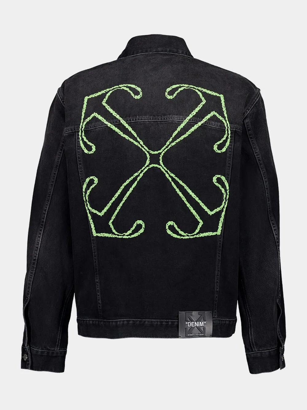 Black Arrow Denim Jacket with Stitch Detailing