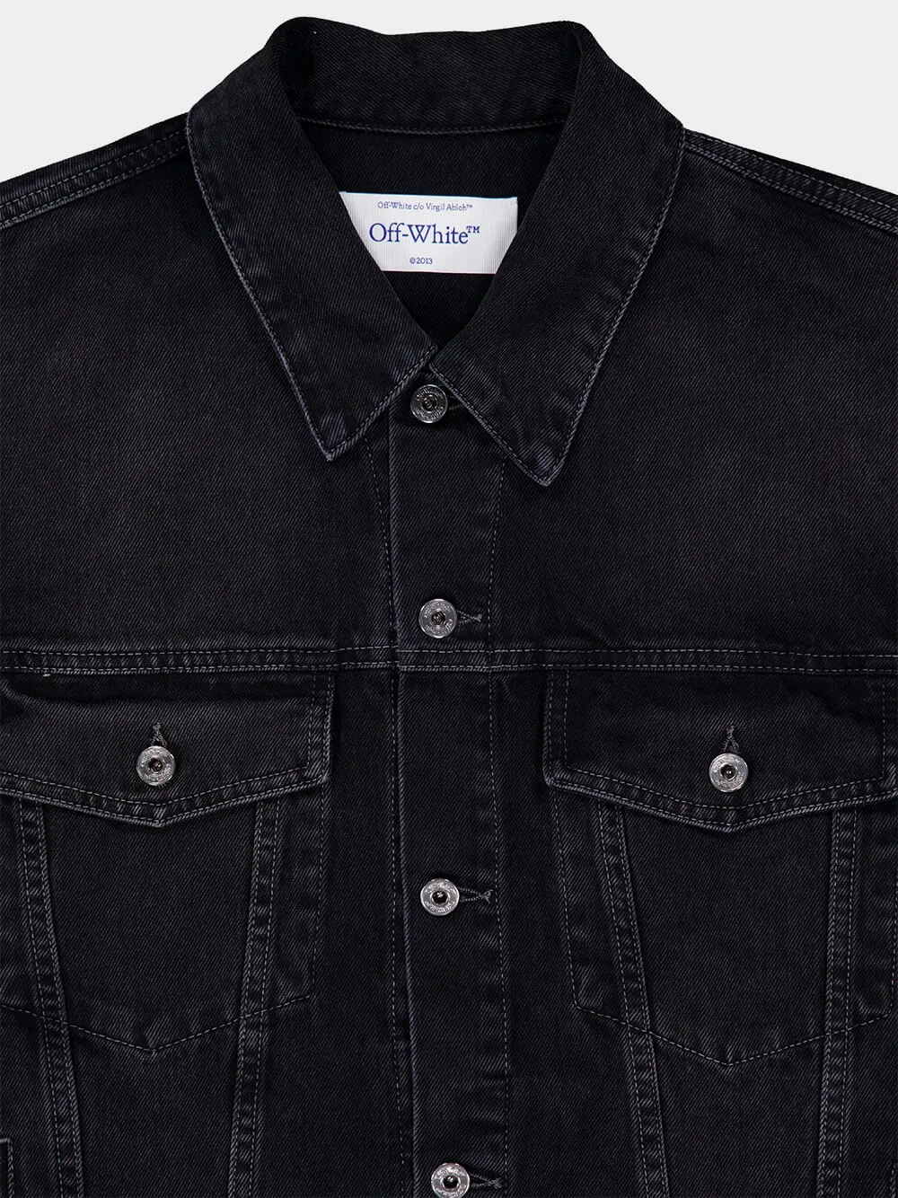 Black Arrow Denim Jacket with Stitch Detailing