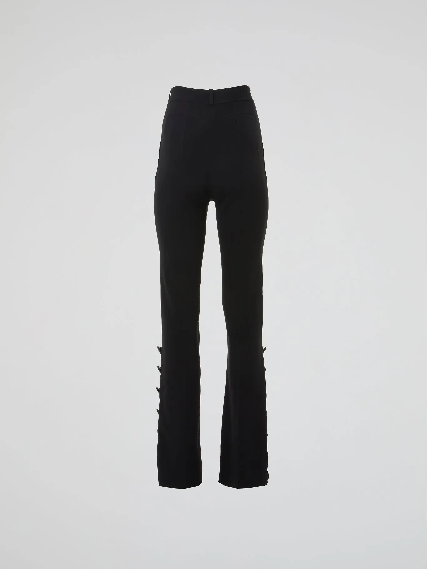 Black Button Detailed High-Waist Pants