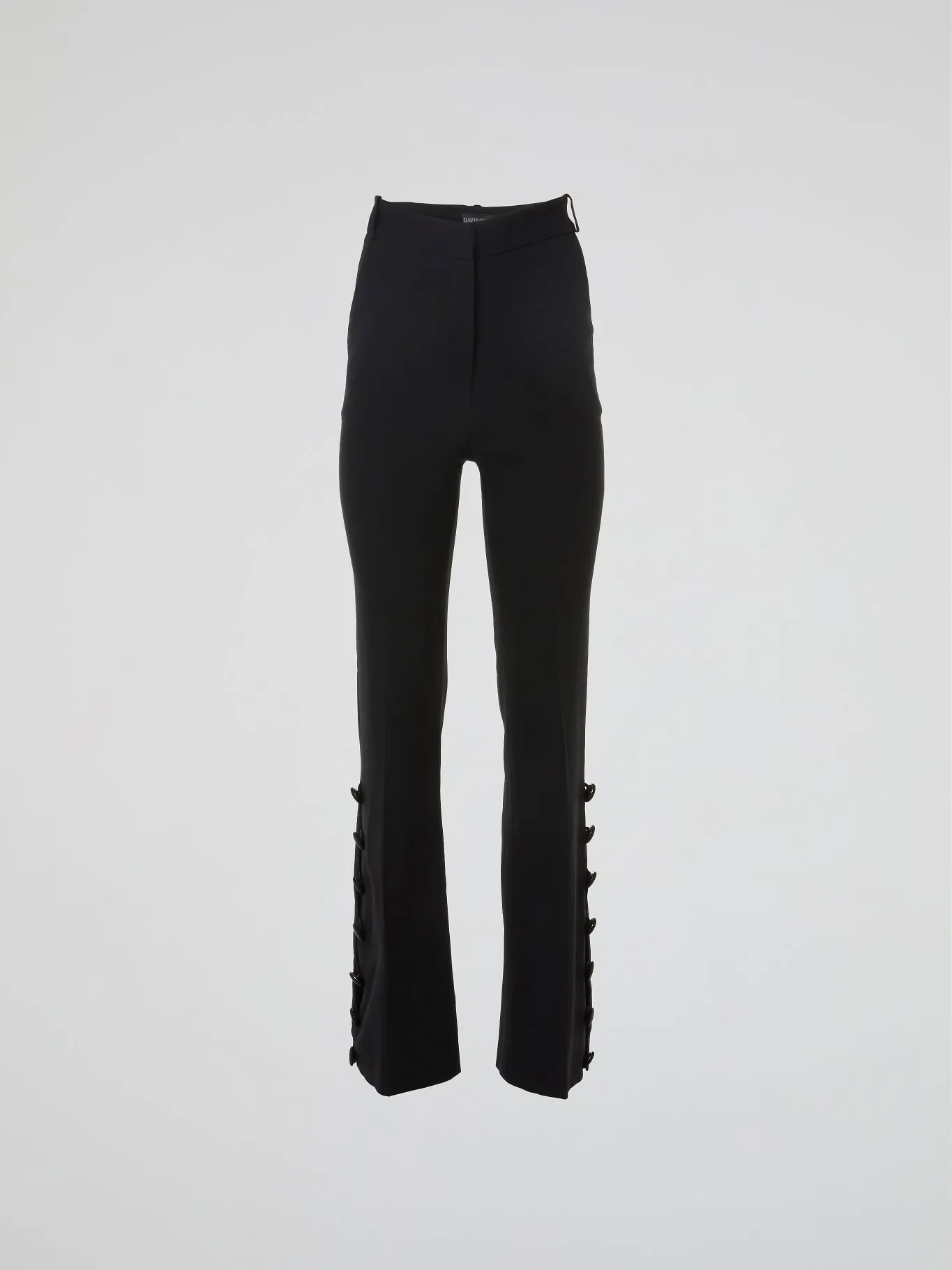 Black Button Detailed High-Waist Pants