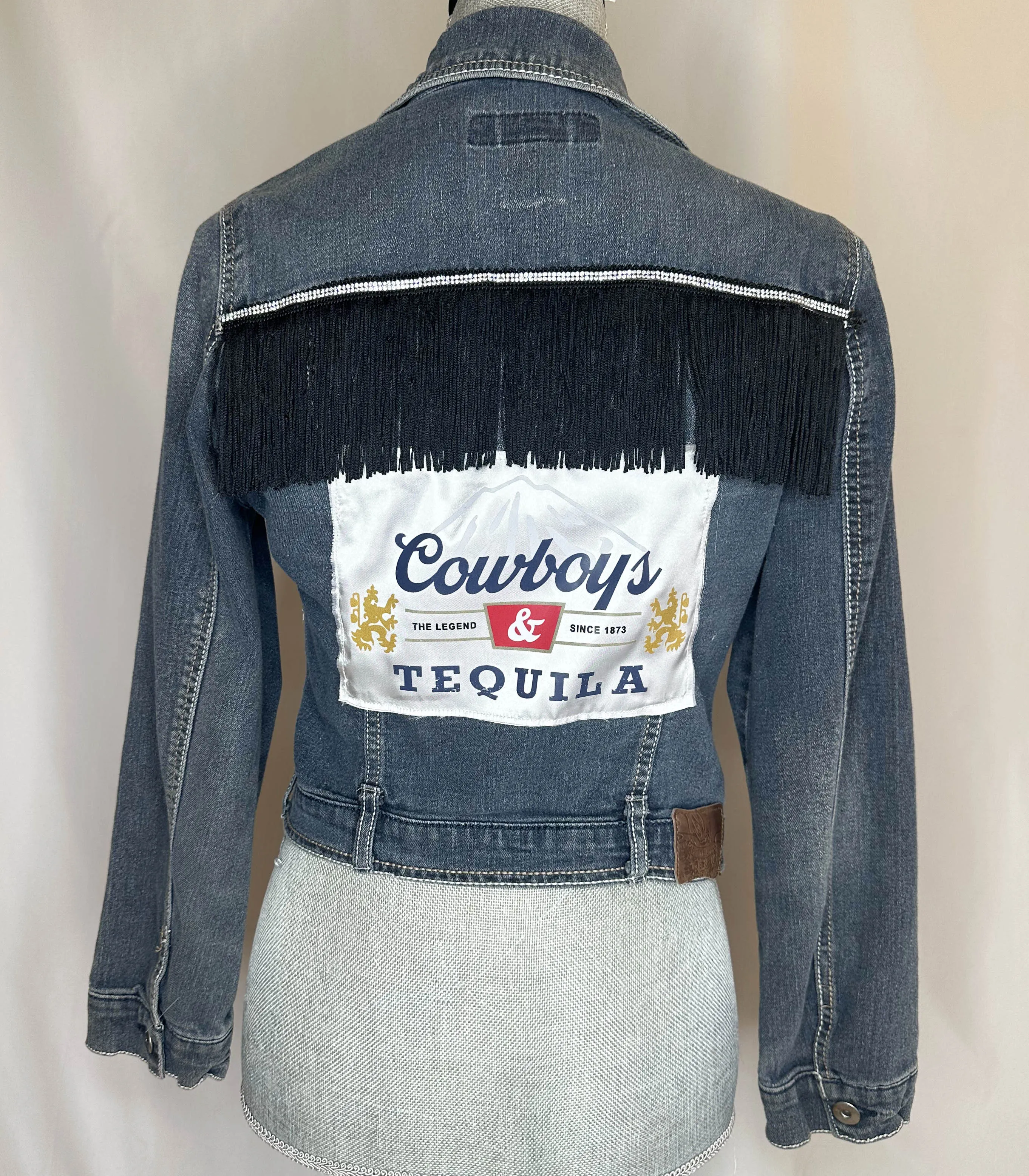 Black Fringe "Cowboys & Tequila" Denim Jacket