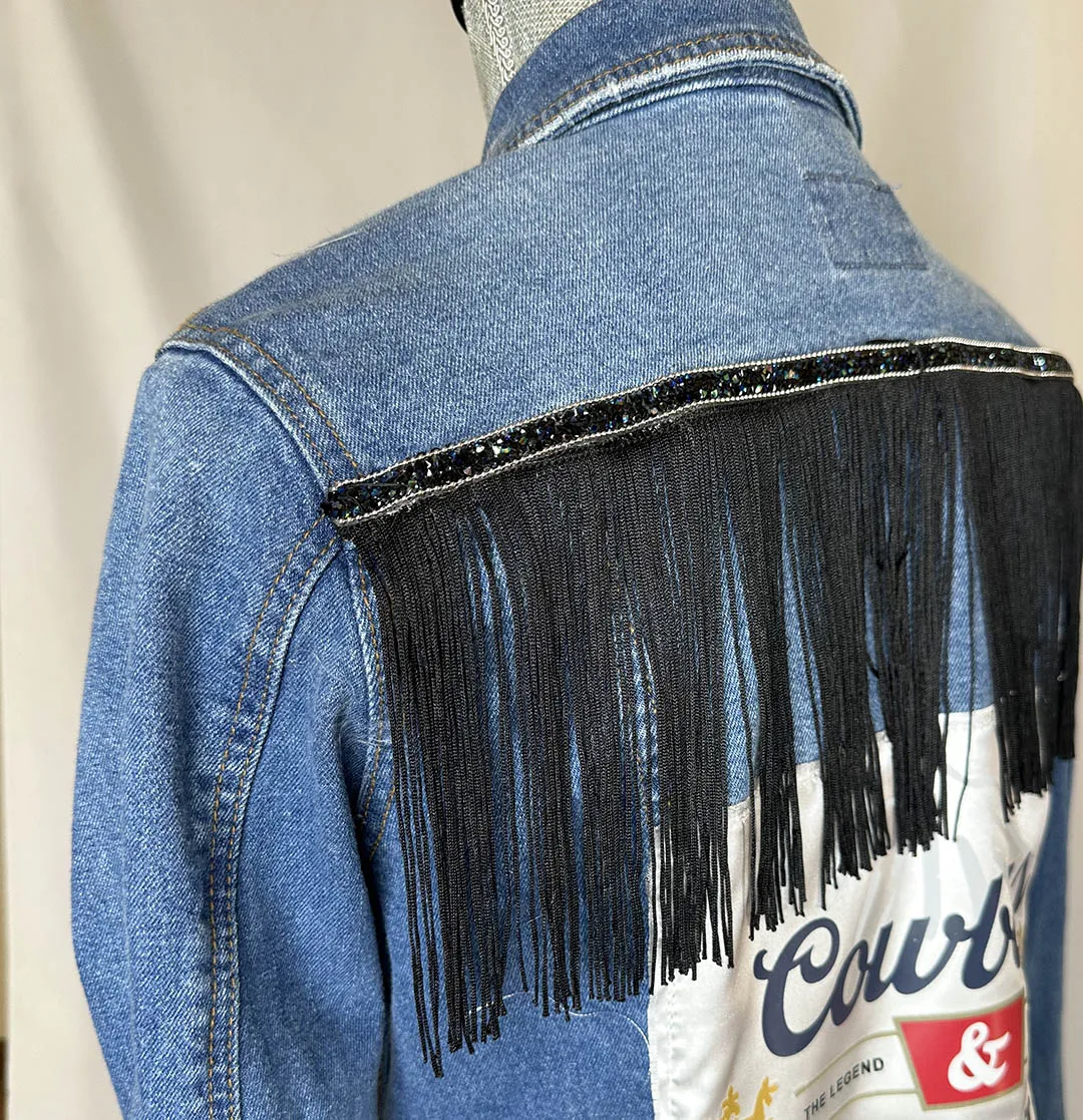 Black Fringe "Cowboys & Tequila" Denim Jacket