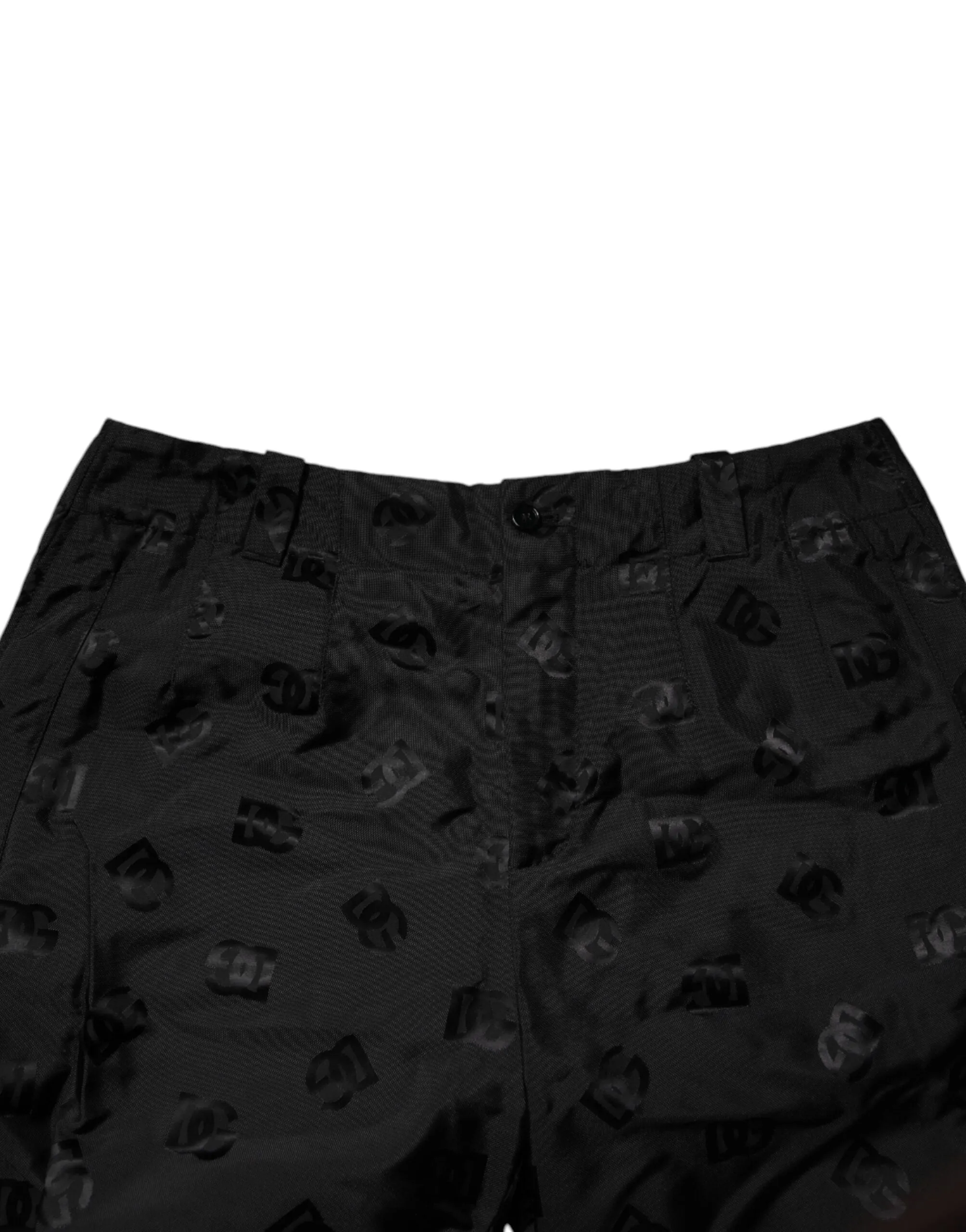 Black Logo Monogram Straight Pants