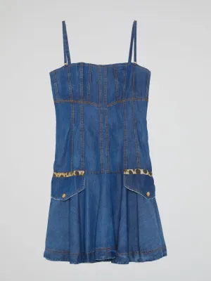 Blue Flared Denim Dress