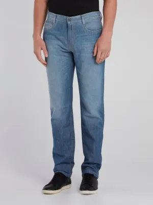 Blue Straight Leg Denim Pants