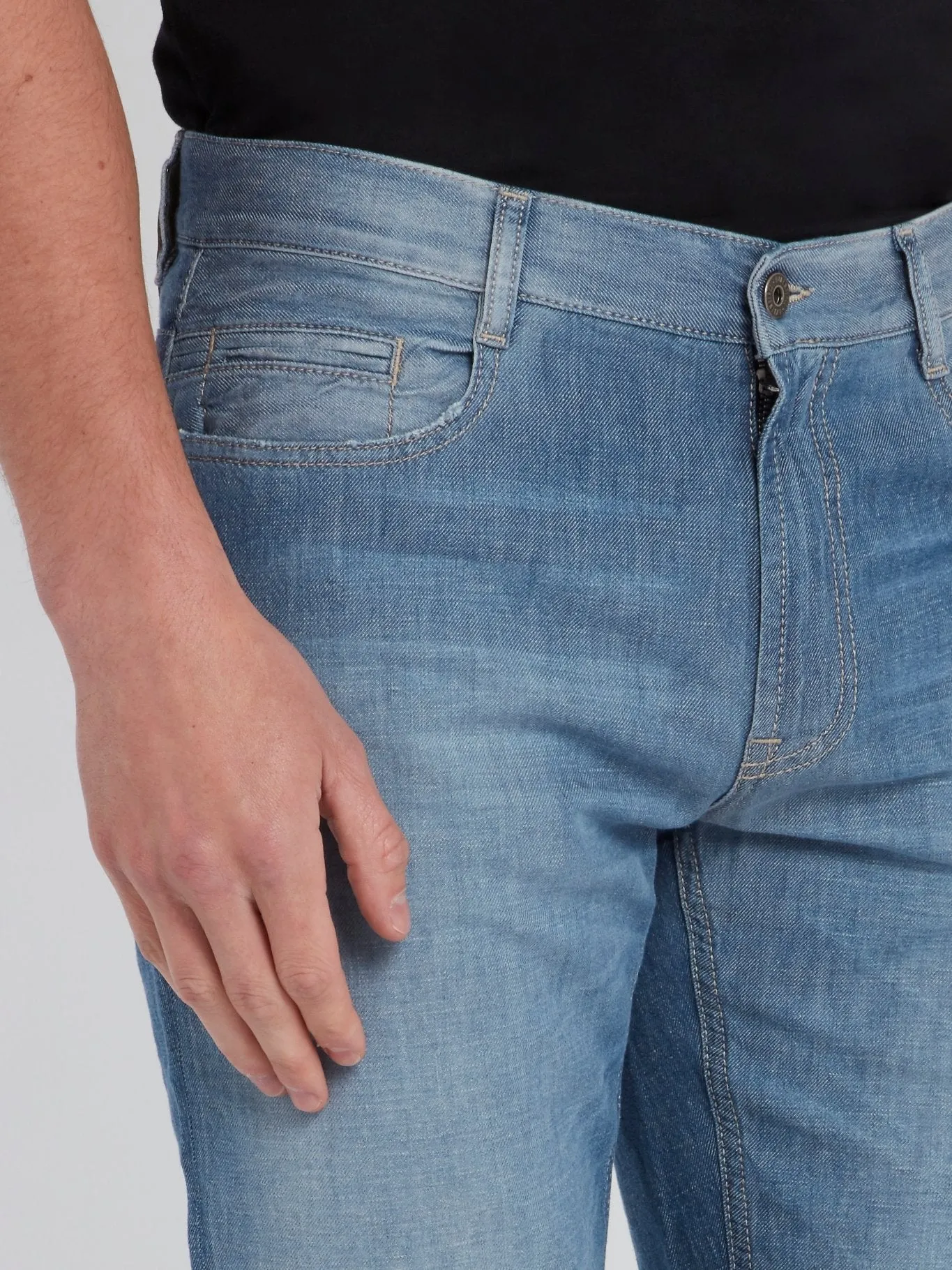 Blue Straight Leg Denim Pants