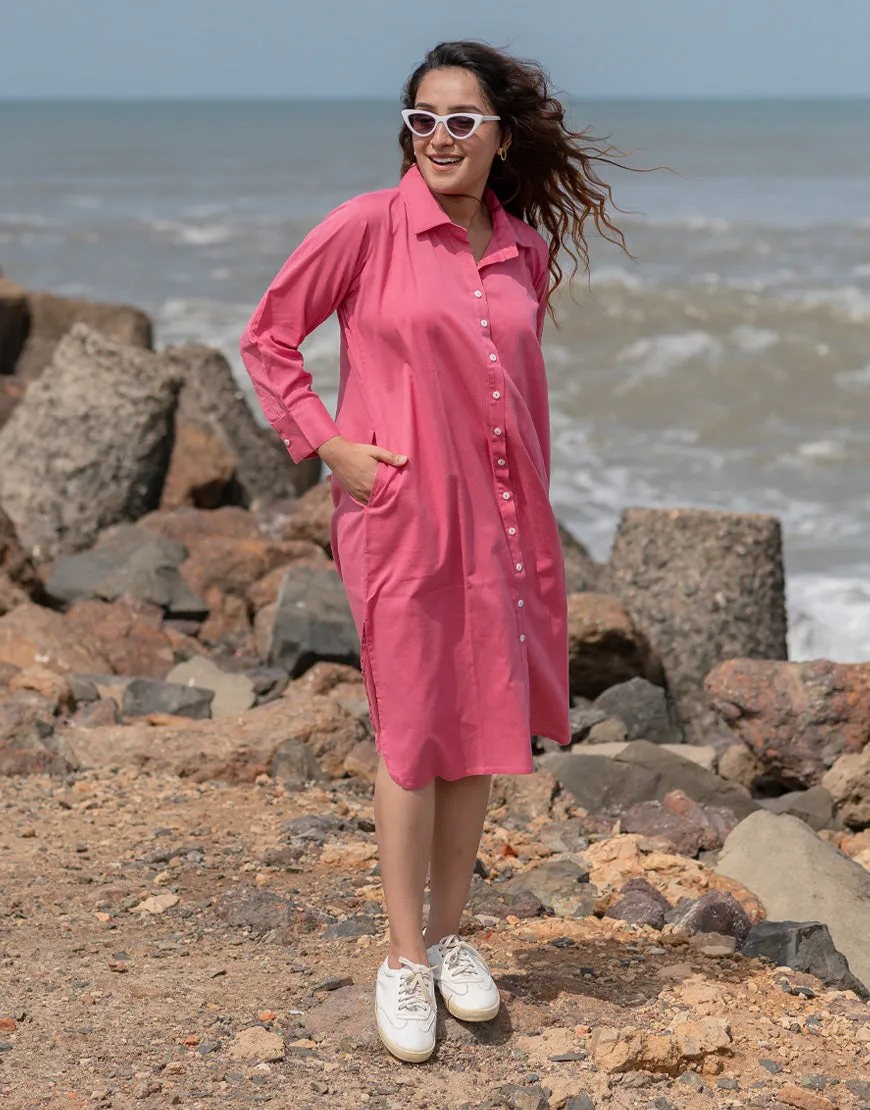 Blush Pink Shirt Dress