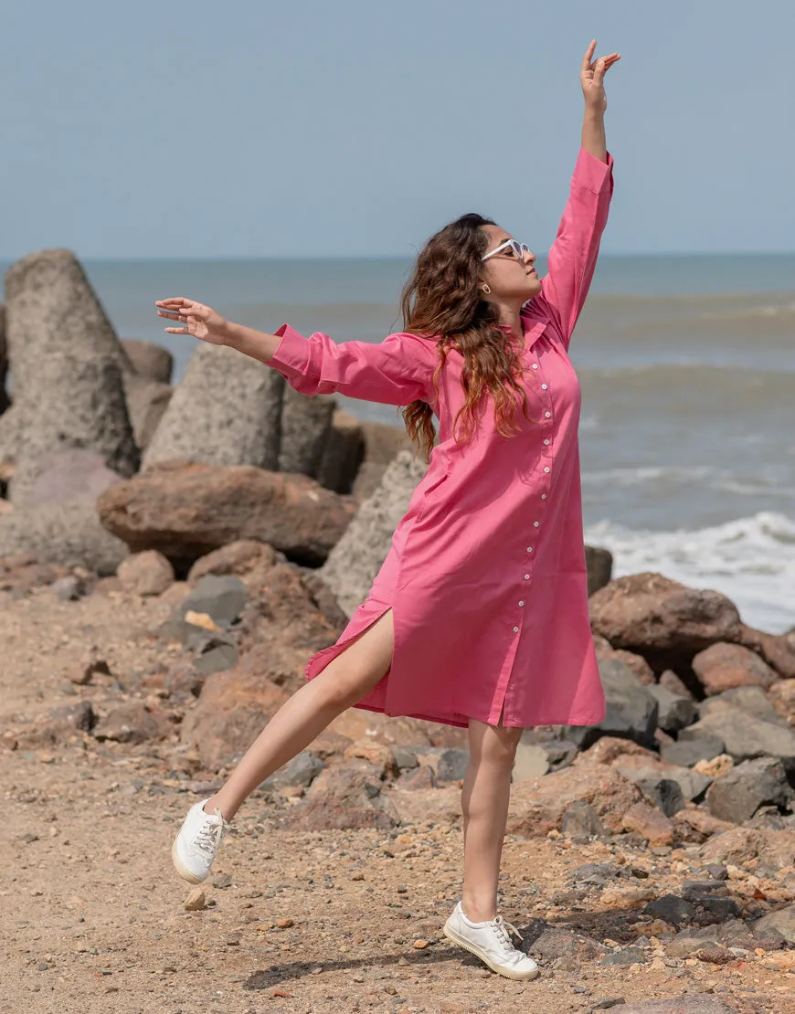 Blush Pink Shirt Dress