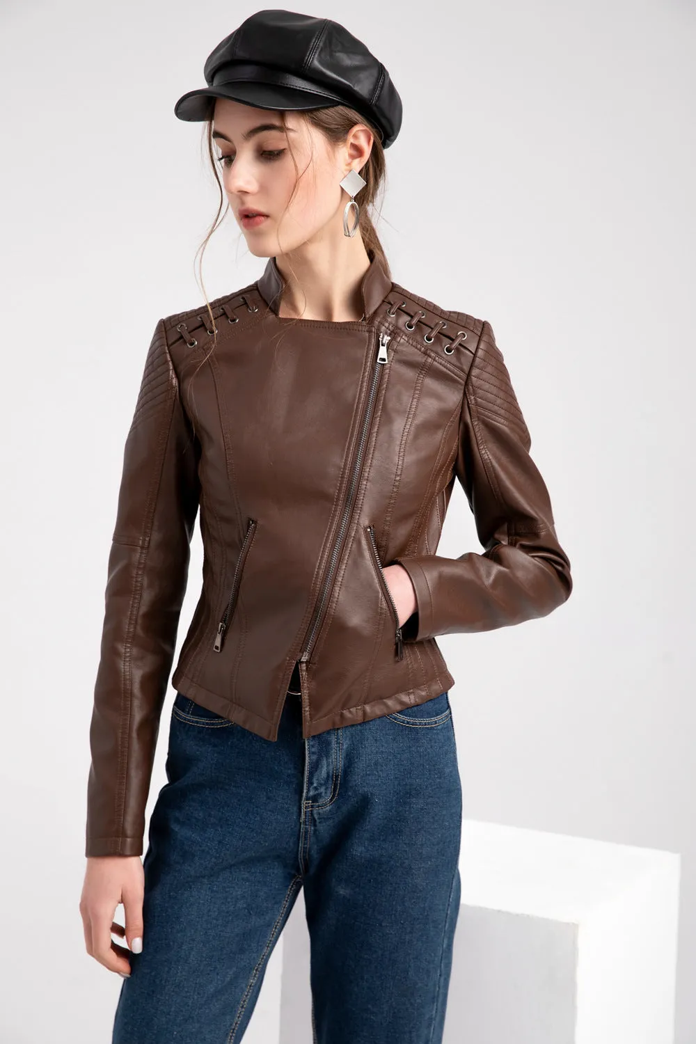 Bold Leatherette Biker Jacket for Fearless Fashionistas