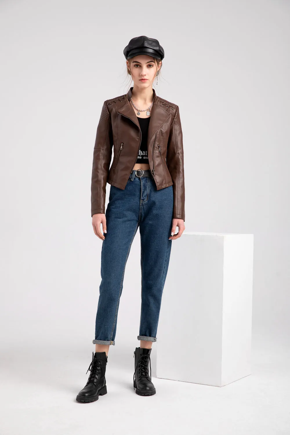 Bold Leatherette Biker Jacket for Fearless Fashionistas