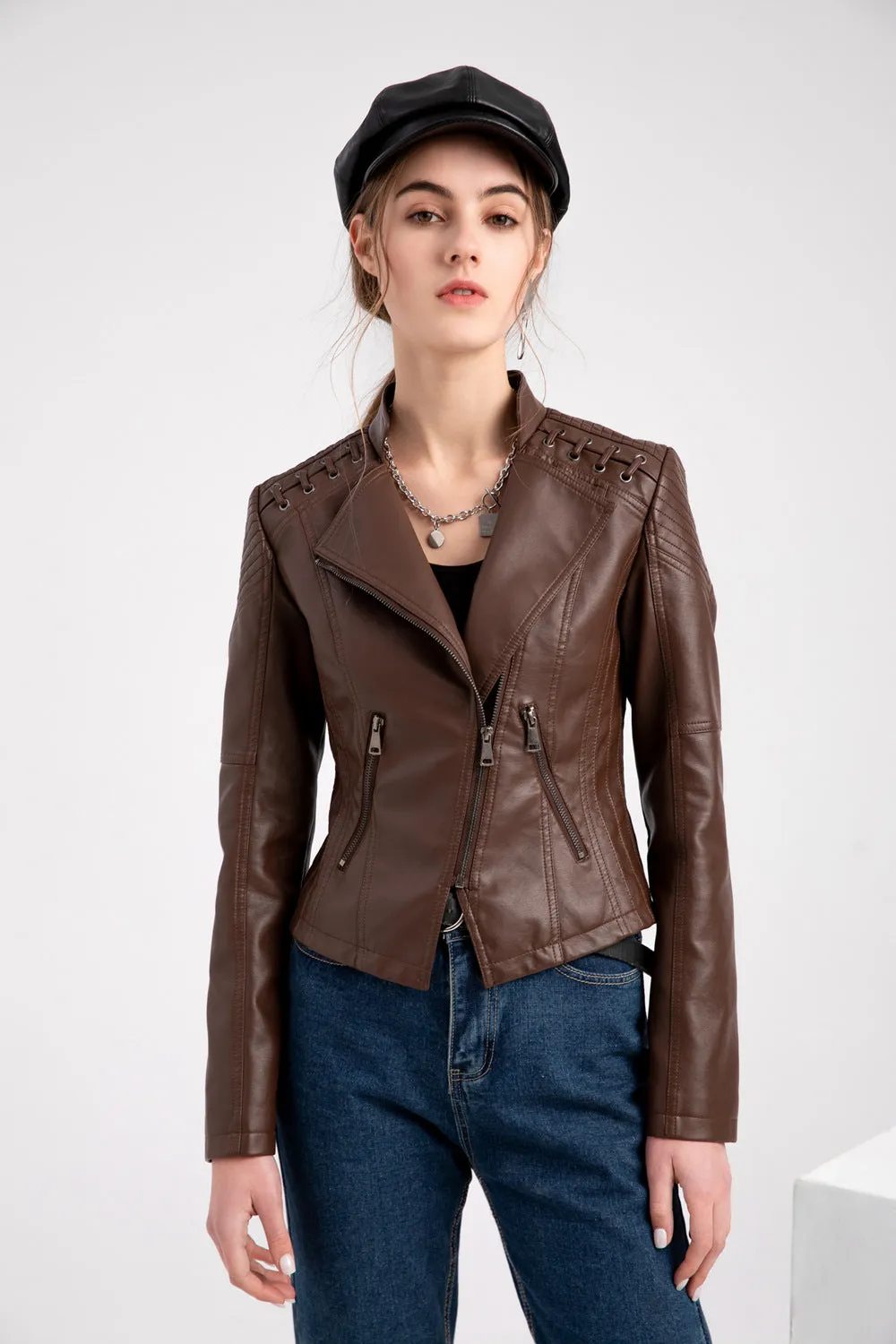 Bold Leatherette Biker Jacket for Fearless Fashionistas