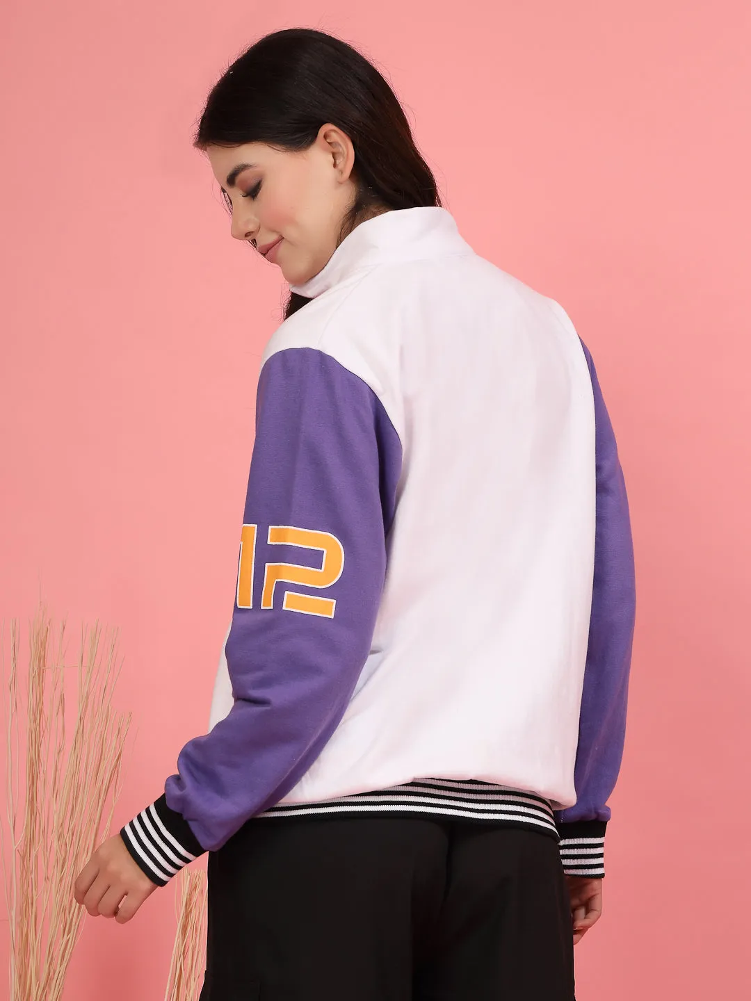 Bold Puff Print Varsity Jacket
