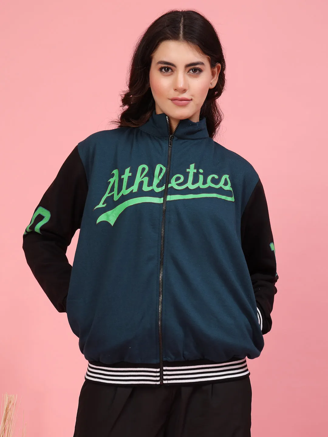 Bold Puff Print Varsity Jacket