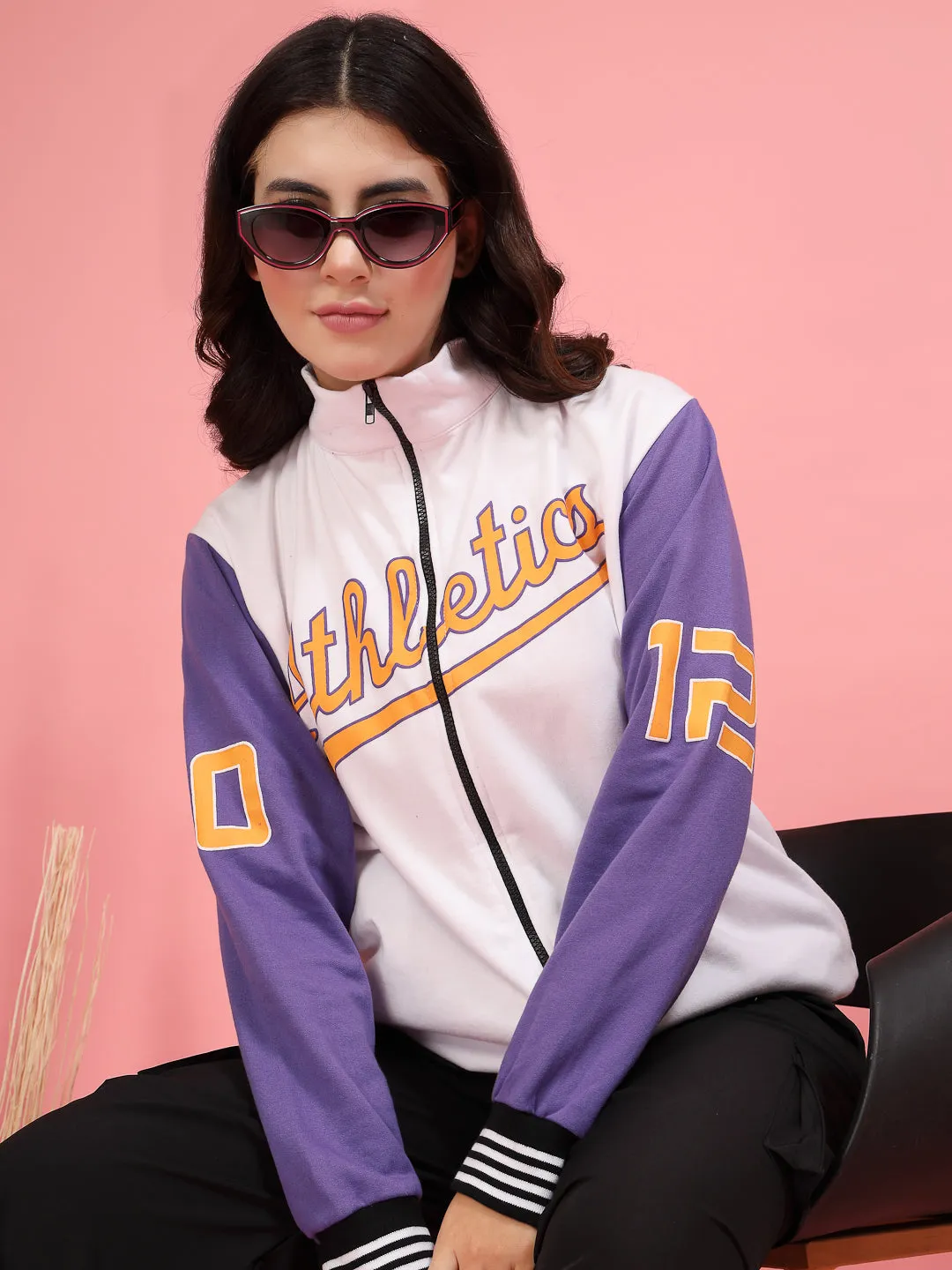 Bold Puff Print Varsity Jacket