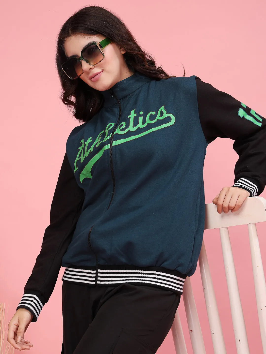 Bold Puff Print Varsity Jacket