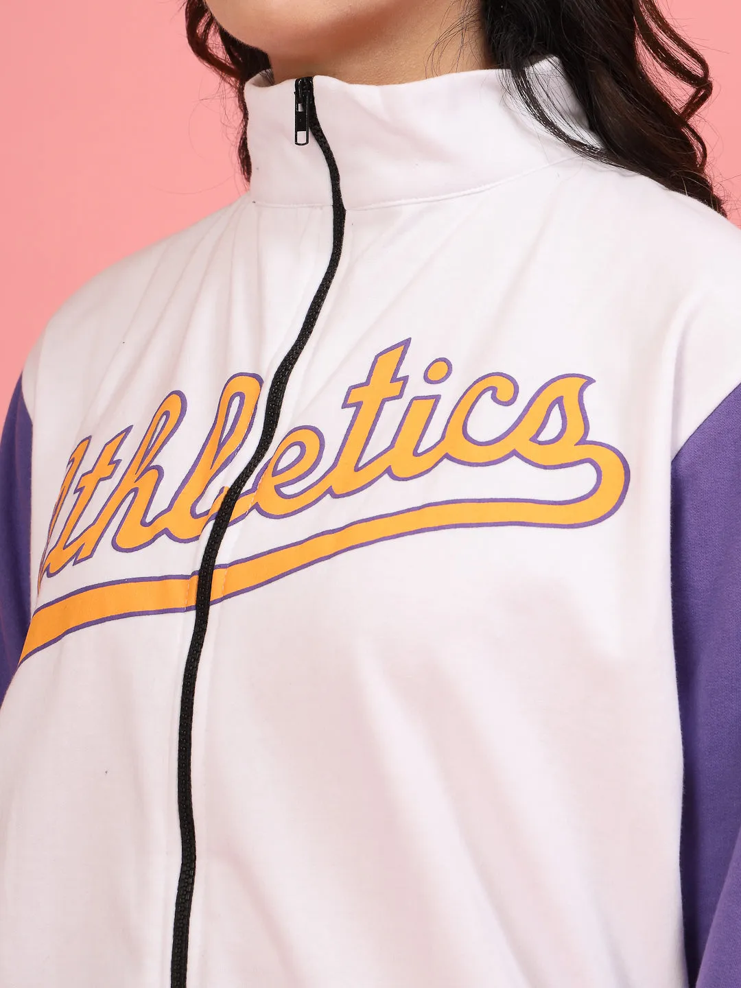 Bold Puff Print Varsity Jacket