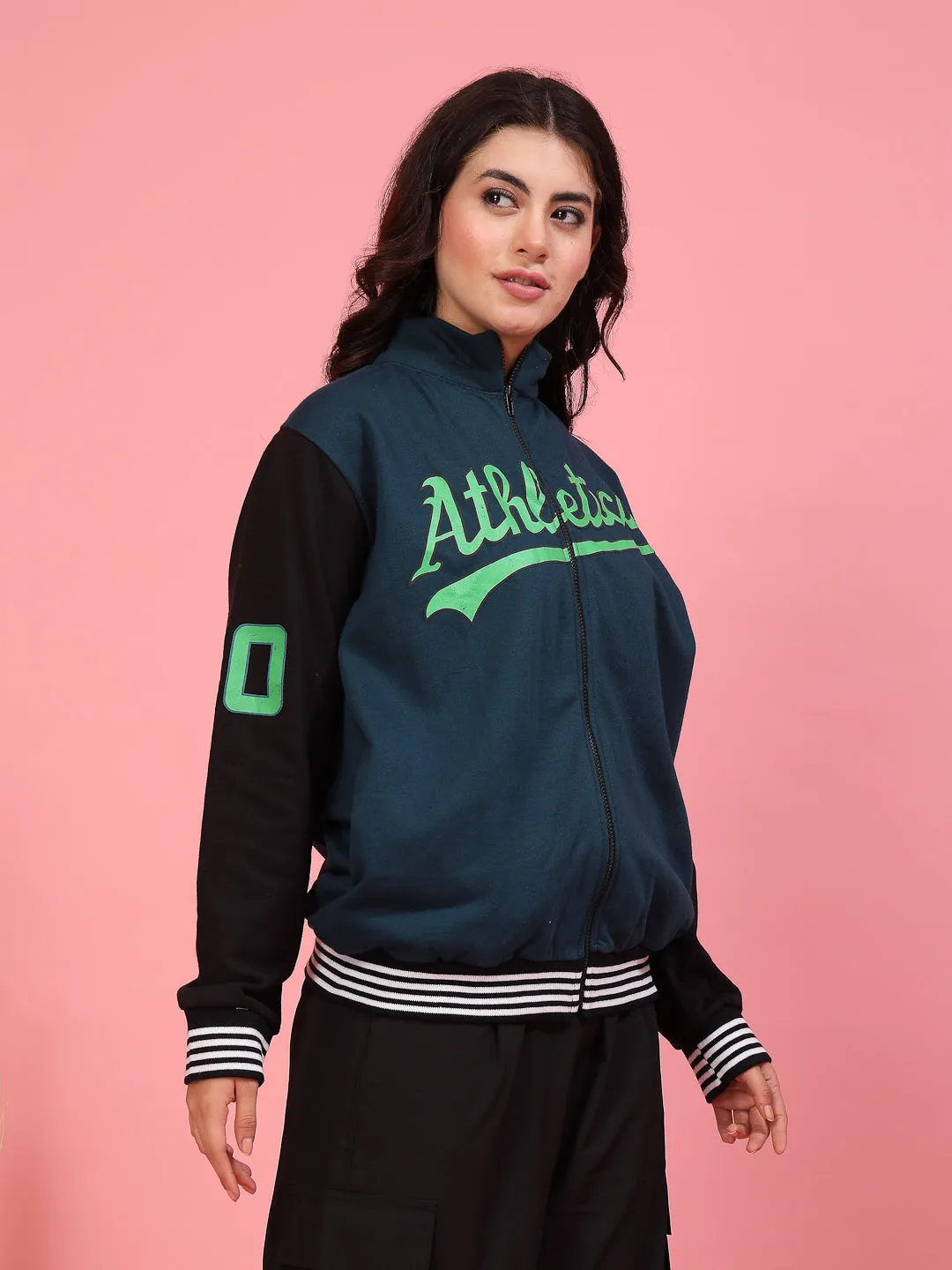 Bold Puff Print Varsity Jacket