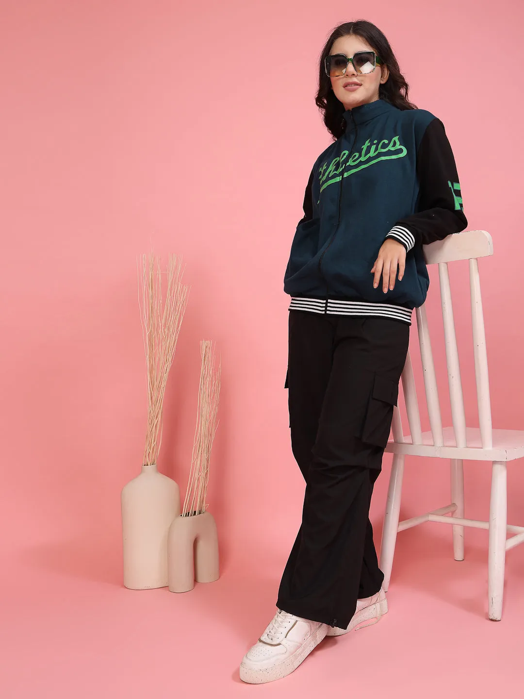 Bold Puff Print Varsity Jacket
