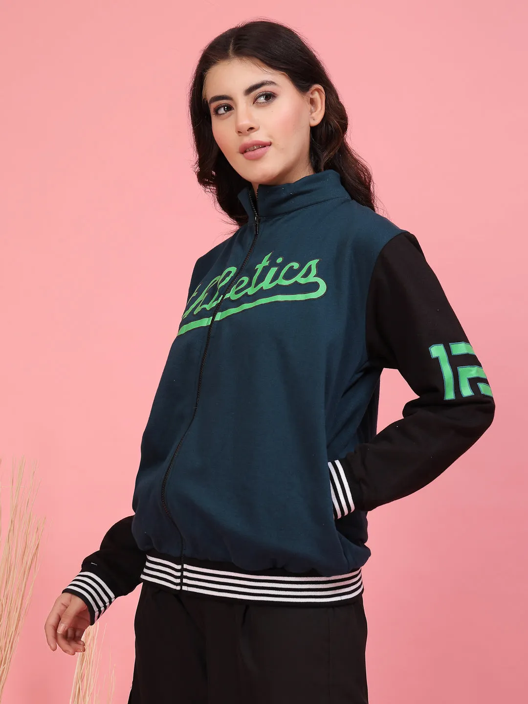 Bold Puff Print Varsity Jacket