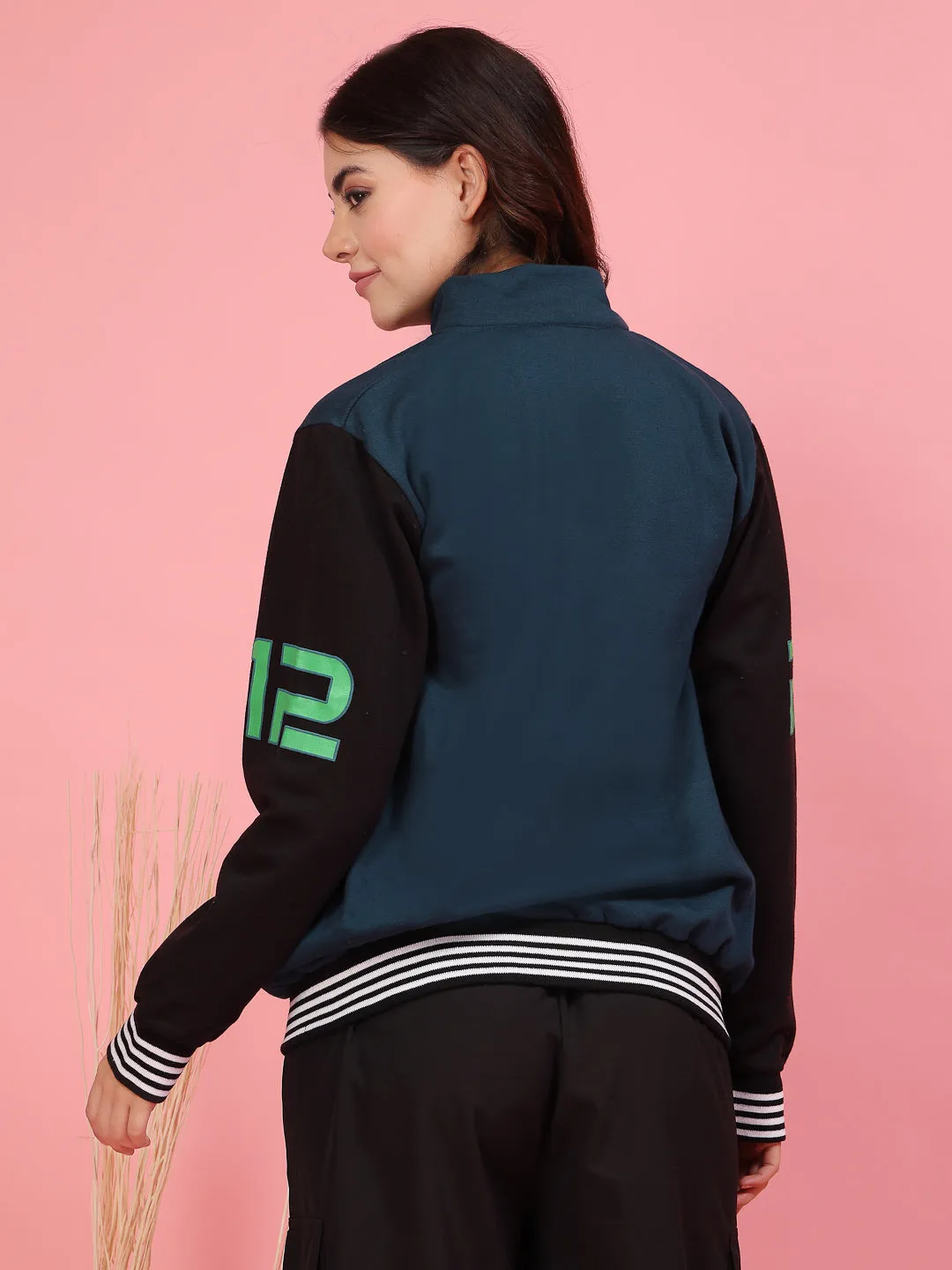 Bold Puff Print Varsity Jacket