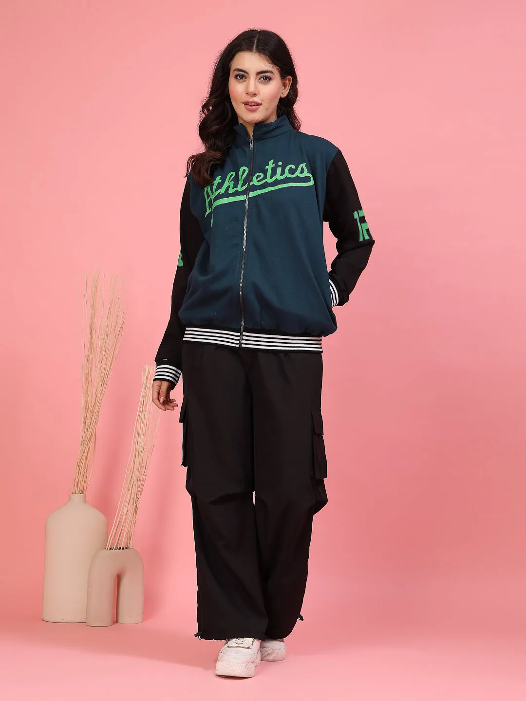 Bold Puff Print Varsity Jacket