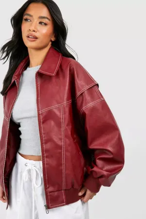 Bold Women's Oversized Red Leather Coat for Fearless Fashion